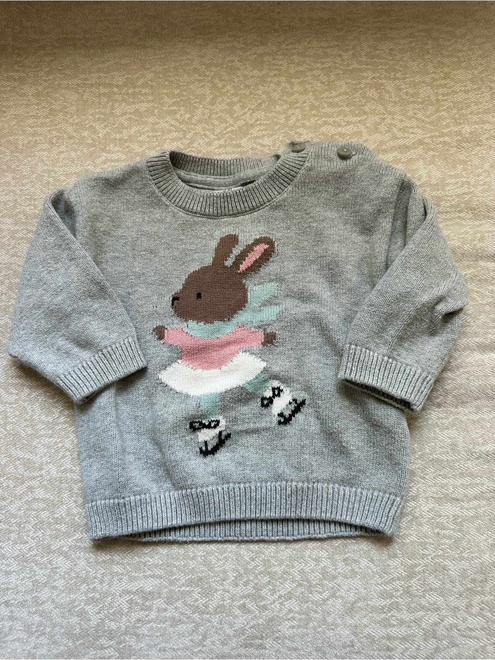 Gray Bunny Knit Sweater Top for Baby Girl